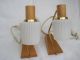 Paar Lampen Messing Helles Holz 2 Nachttischlampe Tischlampe 50 - 60 Er Jahre 1960-1969 Bild 1