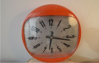 70er Spaceage Wanduhr Shg Orange Clock Pop Plastic Bild