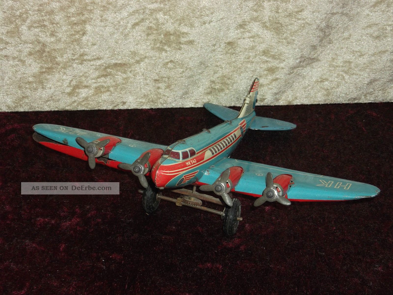 Antikes Flugzeug Blech - Spielzeug,  U.  S.  Zone,  Made In Germany,  Hk 542,  Nachlass,  Auto Original, gefertigt 1945-1970 Bild