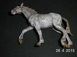 Elastolin Weißes Pferd Für Kampfwagen Planwagen Frühe Bemalung 7cm Figuren Bild