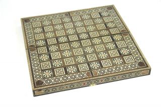 Hochwertiges Altes Schachbrett Backgammon Reiseschach Bein Intarsienarbeit 40x40 Bild