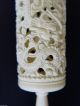 Filigrane Antike Beinarbeit Wunderkugel Auf Sockel,  Asien,  Drachen Schnitzerei Beinarbeiten Bild 3