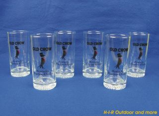 6 Seltene Old Crow Kentucky Bourbon Whiskey Gläser 0,  2 L - Vintage 70er Jahre Bild