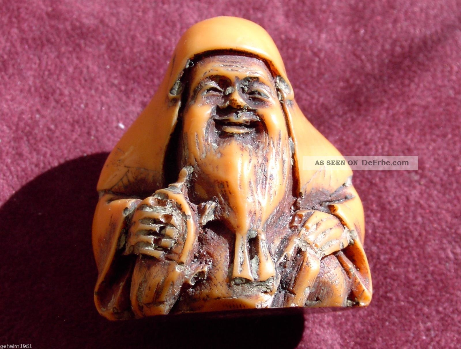 Netsuke - Alter Bärtiger Mann Im Gewand Japan / China??? Signiert? Entstehungszeit nach 1945 Bild