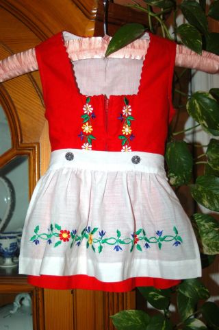 Herziges Mädchen Dirndl - Kleid Mit Schürze - Ca.  60er Jahre - Gr.  92 Bild