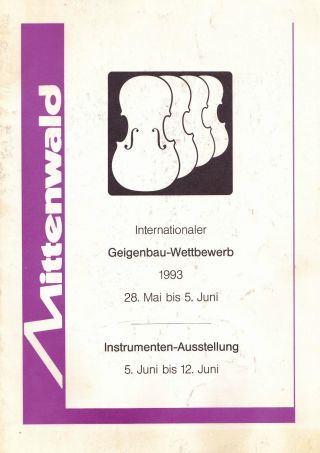 Geigenbau - Wettbewerb Ausstellungskatalog Mittenwald 1993 Bild