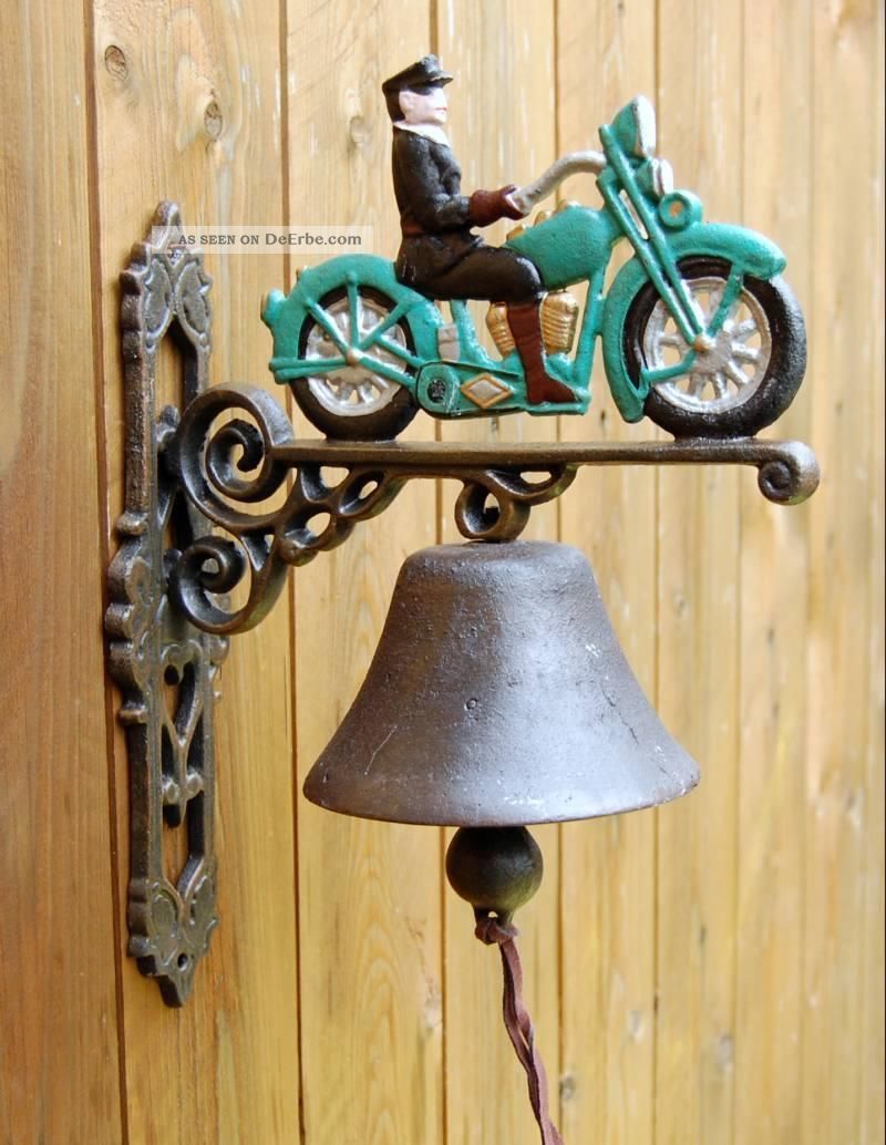 Schwere Wandglocke Motiv Motorrad In Grün,  Edel Handbemalt 40cm Maritime Dekoration Bild
