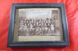 Uraltes Foto Gerahmt Um 1915 Schule Schulklasse Lehrer Gelenau Erzgebirge Bild