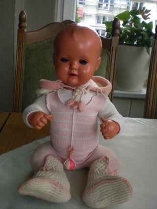 Schildkröt Puppe Strampelchen 45cm,  Celluloid Originalkleidung 50er Jahre Bild