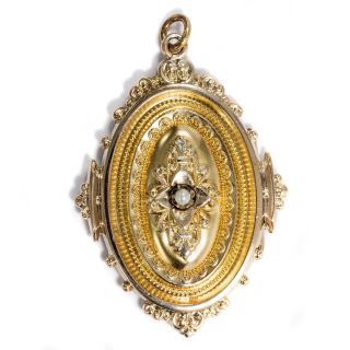 Um 1880: Antikes Bild Medaillon Gold Mit Saatperle.  Anhänger Historismus Fotos Bild
