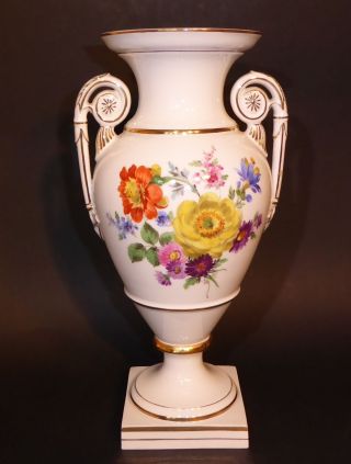 Meissen Amphoren - Vase (30 Cm) Mit Beidseit.  Blumenbouquet Pfeifferzeit (m) Bild