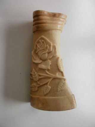 Wunderschön Antik China - Großer Bein Geschnitzter Pinselbecher M.  Rosecarving Bild