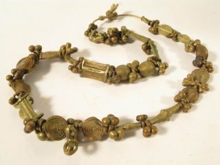 Strang Alte Bronze Metallperlen Akan Baule Old Brass Beads Westafrika Afrozip Bild