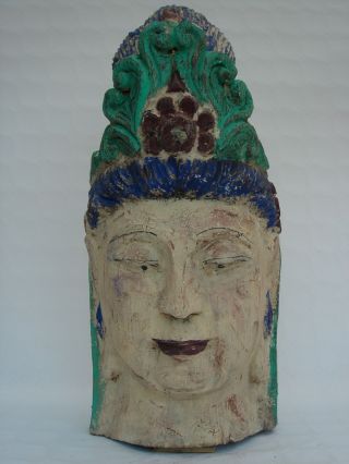Guan Yin Holz Kopf Tibet China Asiatika Skulptur Statue Buddha Kwan Yin Bild