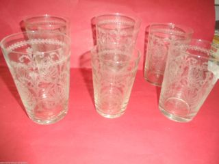 23449 6 X Art Deco Saftgläser Mundgeblasen Graviert Wine Glass Sgt Waterglasses Bild