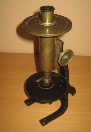 Antikes Messing Mikroskop Mit 360° Scheibe,  Sehr Groß,  über 2kg Schwer Für Labor Bild