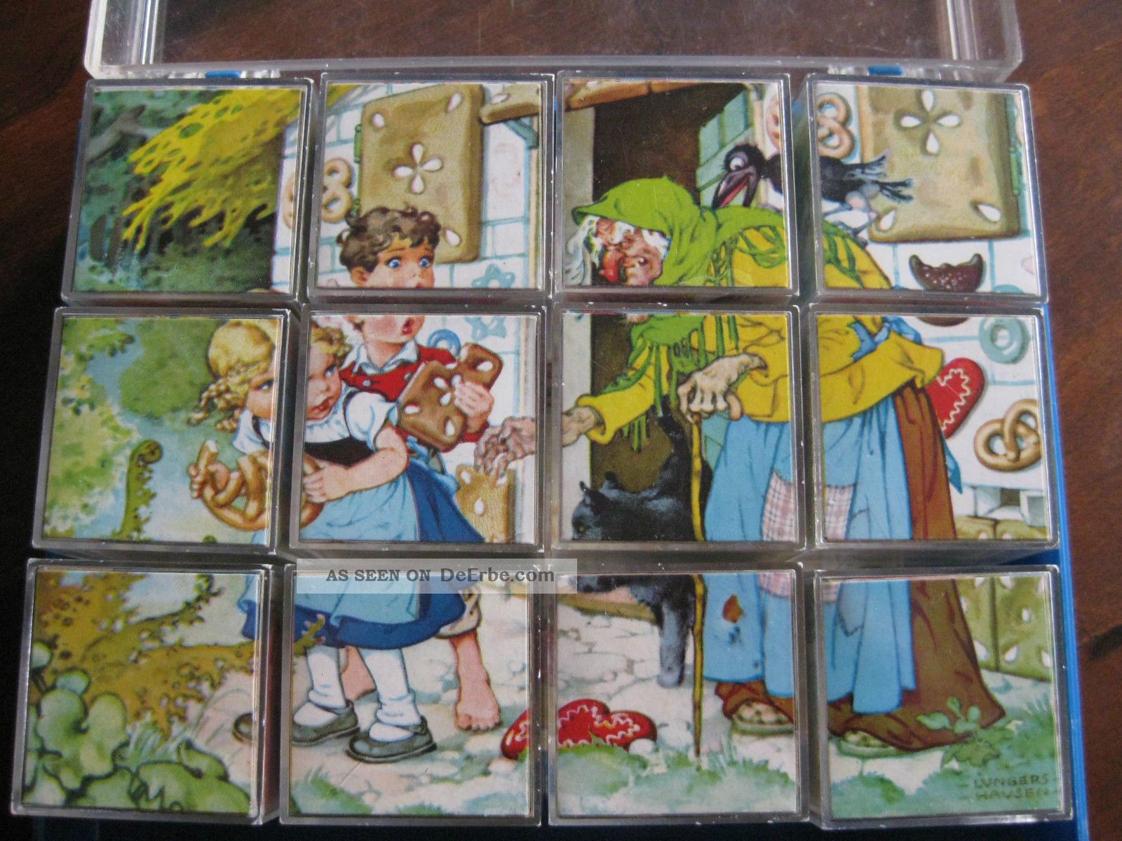 Würfelpuzzle Lungershausen Grimms Märchen Alt Puzzle Würfel In Kiste Antikspielzeug Bild