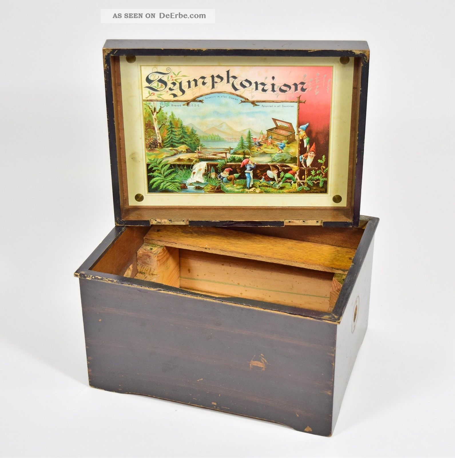 Altes Spieluhr / Spieldosen Gehäuse F.  Symphonion Musikwerk Music Box Automaton Mechanische Musik Bild