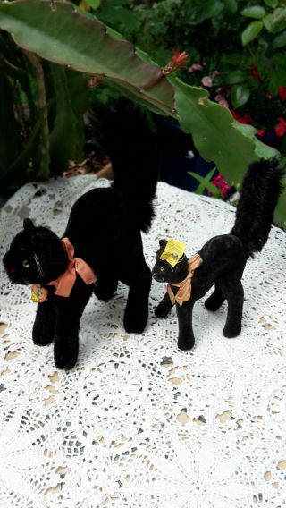 2 Alte Schwarze Katzen Von Steiff Bild