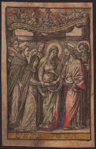 Hl.  Katharina Pergament 16.  Jh Hl.  Dominikus San Domenico Matrimonio S.  Caterina Bild