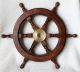 Deko Steuerrad Aus Holz Mit Tau - Inlay 32cm Durchmesser Messingnabe Maritime Dekoration Bild 1