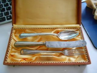 Silberbesteck 3 Teilig Mit Schatulle 800er Gepuntzt (ältere Stücke) Bild