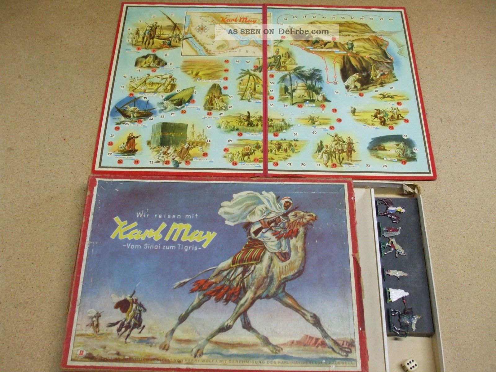 Karl May Durch Die Wüste Von Sinai Zum Tigris Brettspiele 2 Stück Gefertigt nach 1945 Bild