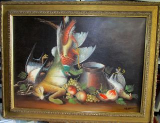 Gemälde Ölgemälde Öl Auf Leinwand Von Wilhelm Ossecki (1892 - 1958),  Jagdzimmer Bild