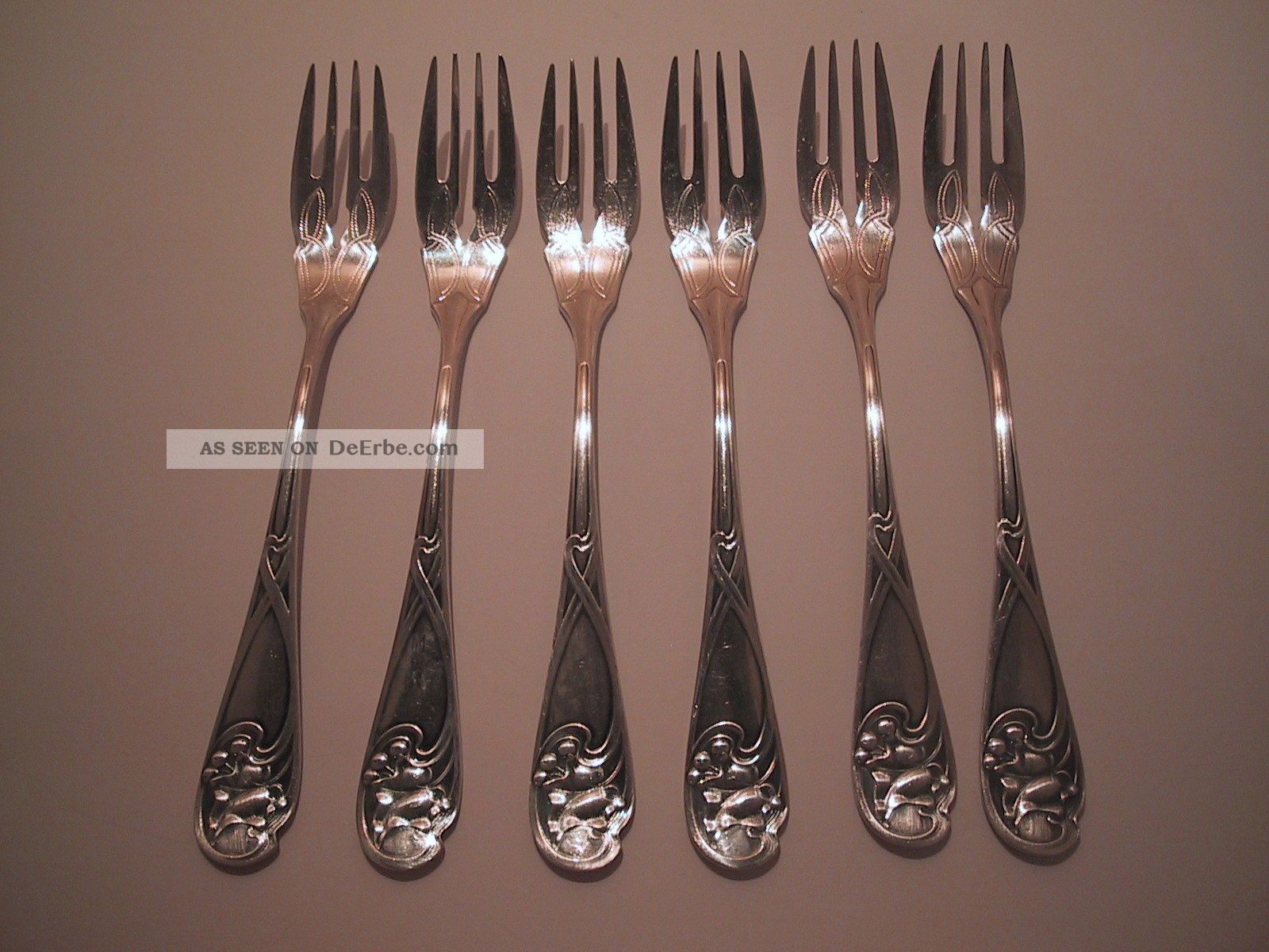 Wmf Jugendstil 6 Fischgabeln Efeu Modell 29 Objekte vor 1945 Bild