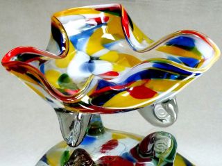 1 Schale Mit Farbglaseinschmelzungen Handarbeit Kunstglas,  Kristall,  Design Bild