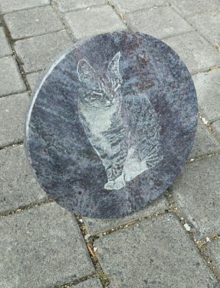 Marmorplatte Und Motiv Katze Für Grab Etc.  Mit Fuß Grabdeko Gedenken Bild