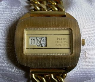 Um 1970: Preziosa Digital Automatic Vollmechanische Scheibenuhr Armbanduhr Bild