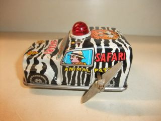 Alt Blechspielzeug Antikspielzeug Spielzeug Auto Jeep Safari Animal Patrol Japan Bild
