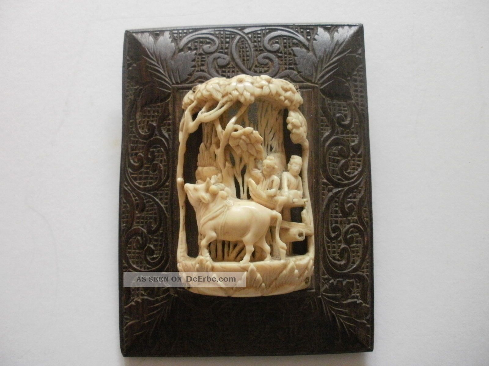 Traumstück China 19.  Jh.  - Canton Bein Geschnitztes Halb Rund Openwork Relief Asiatika: China Bild