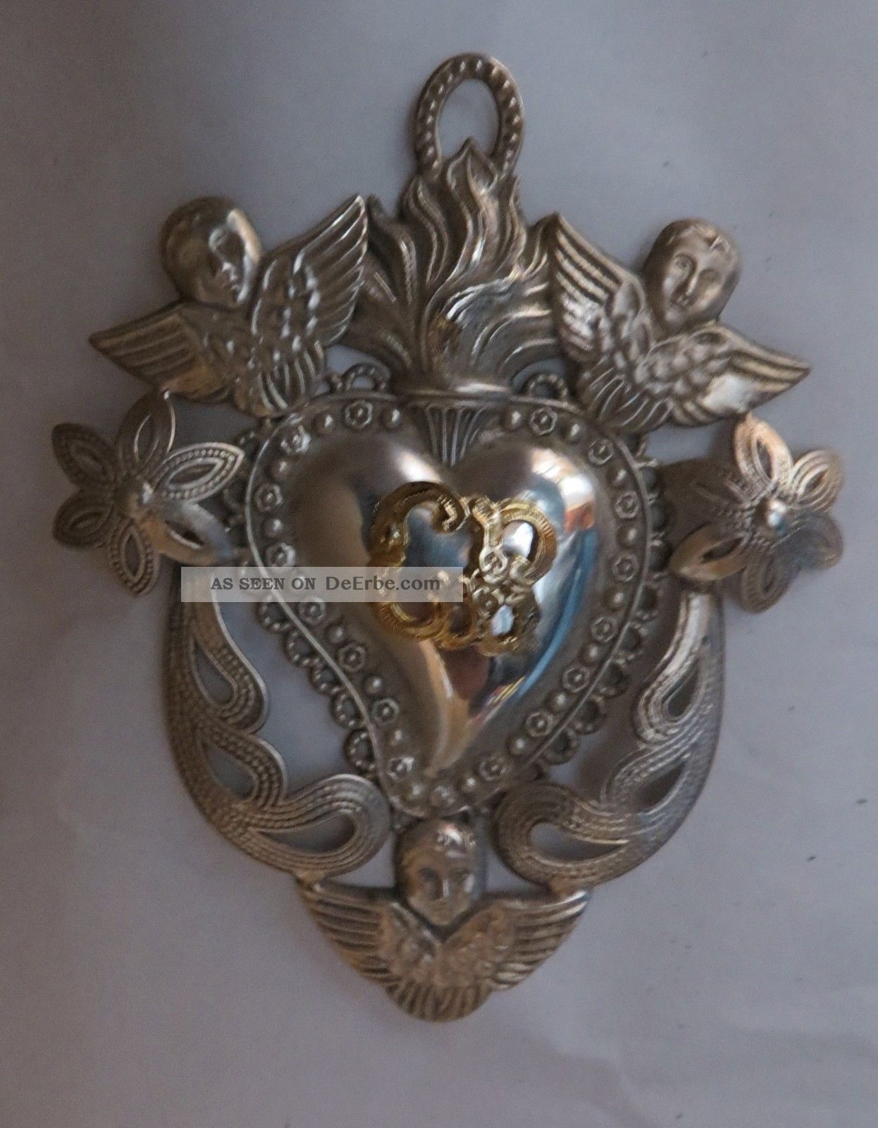 Herz Um 1935/40 - Filigran - Votivgabe - Ex Voto - Ca.  10,  0 Cm - Versilbert Votivbilder & Sakralmalerei Bild