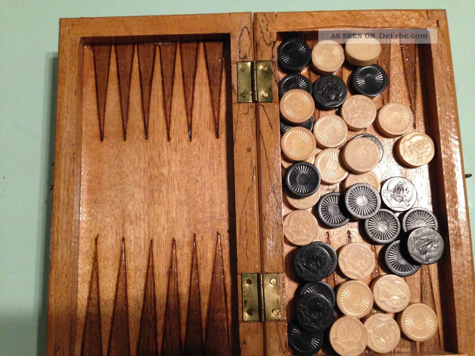 Schach Schachspiel Holz 45/420/30 Mm Handarbeit Backgammon Antik Türkei Istanbul Gefertigt nach 1945 Bild