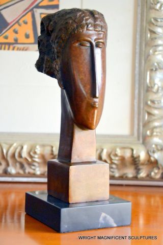 Bronze Büste Signiert Amedeo Modigliani Bronzefiguren Bronzeskulpturen Statue Bild