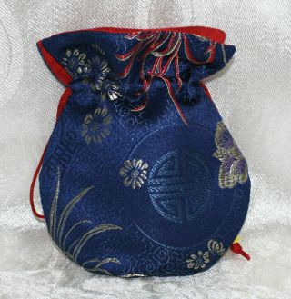 Mala Bag Stoff Schmuckbeutel Gr.  S Blau Geschenkverpackung Tibet Indien Nepal Bild