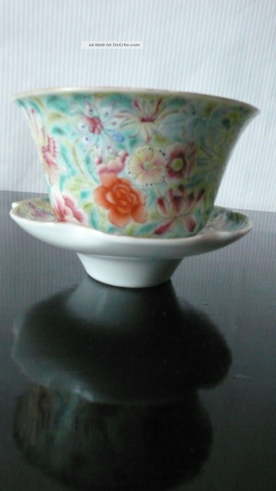 Chinesische Schale Mit Unterschale/ Chinese Bowl - Ch ' Ing Dyn.  Kuang - Hsü 19.  Jh Asiatika: China Bild
