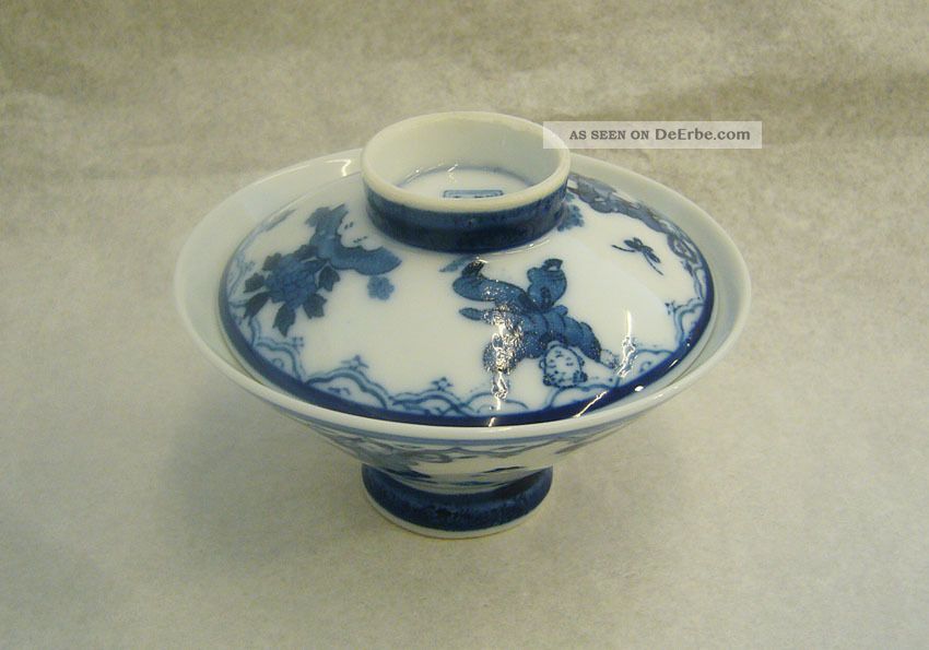 Japanische Alte Reisschale Mit Deckel (karako Muster) 1926 - 1989 ShŌwa Asiatika: Japan Bild