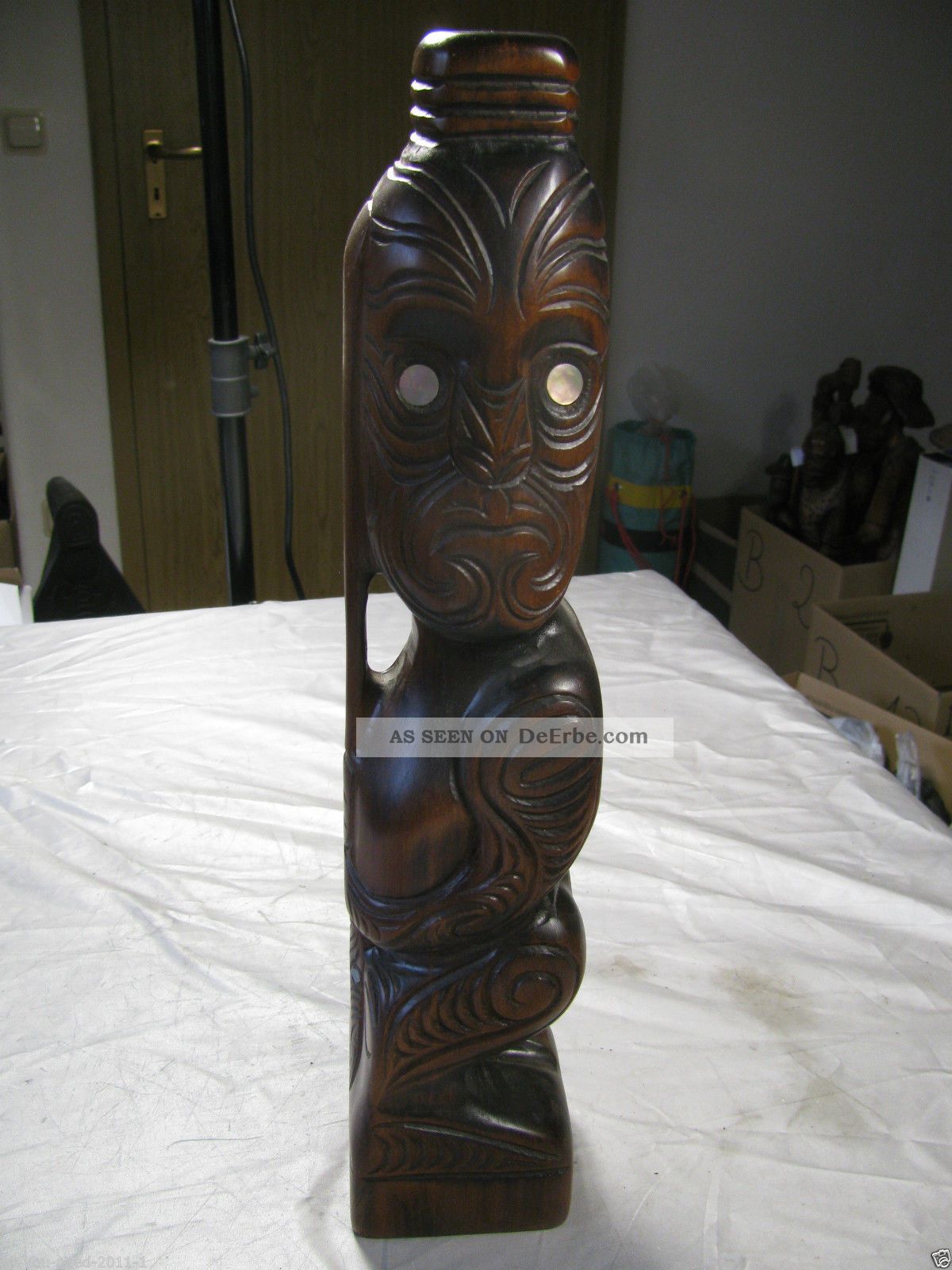 Reiseandenken Neuseeland,  Maori Holzfigur,  Schönes Dunkles Holz, Internationale Antiq. & Kunst Bild