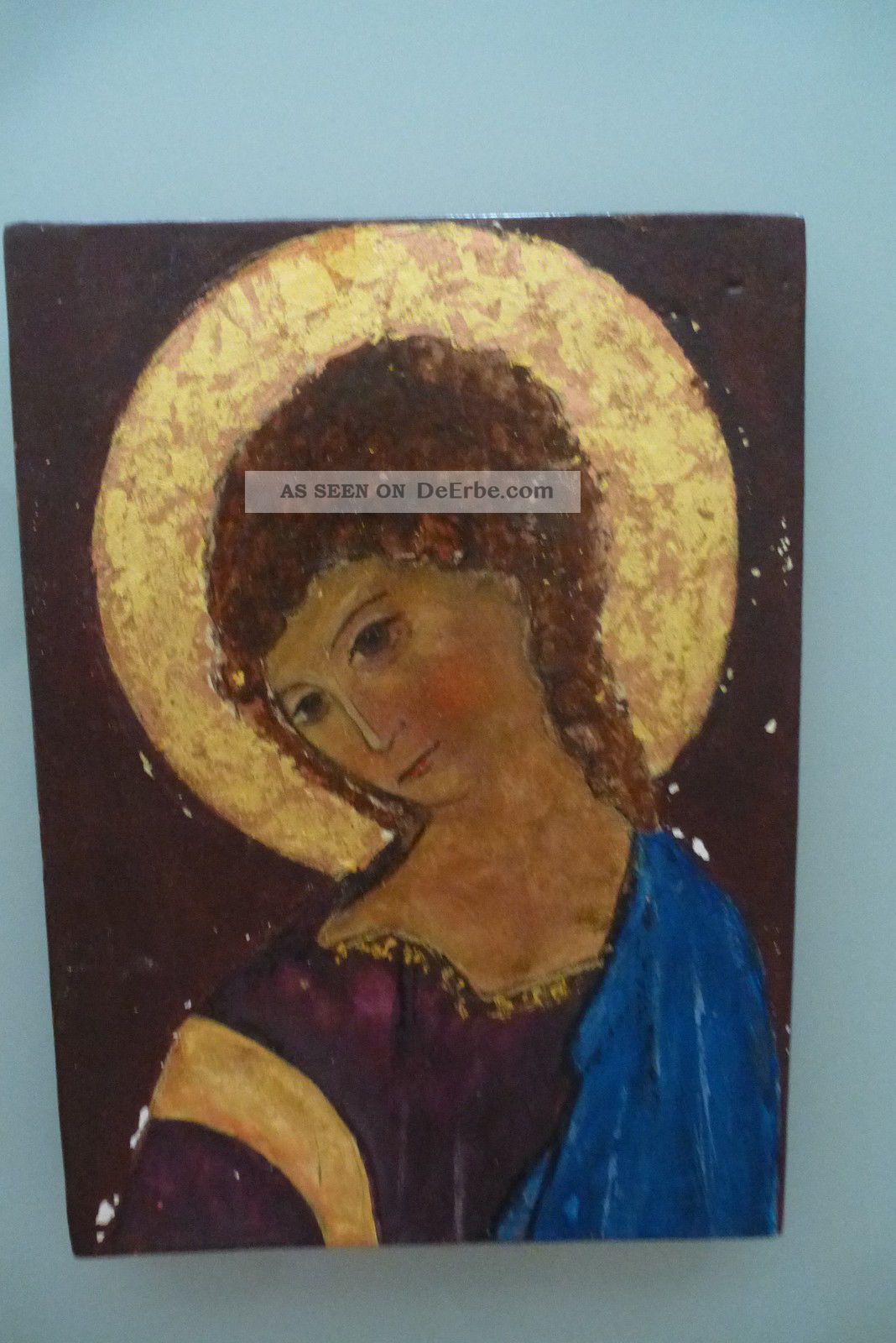 Orthodoxe Ikone,  Ölmalerei Auf Holzbrett,  Gr.  23x17x1,  5 Cm,  Gebraucht/ Ansehen Ikonen Bild