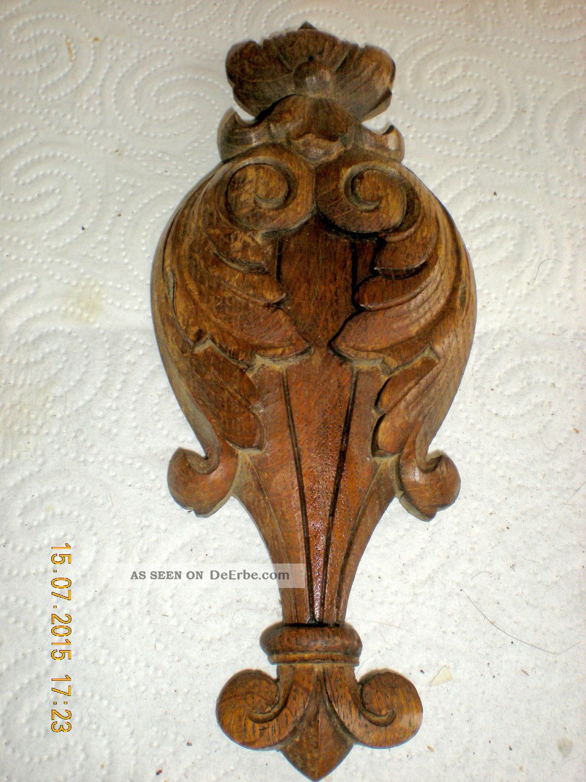 Holzschnitzerei Eiche Braun Antik Schöne Schnecken U.  Blumen 22x9x1,  9 Cm Holzarbeiten Bild