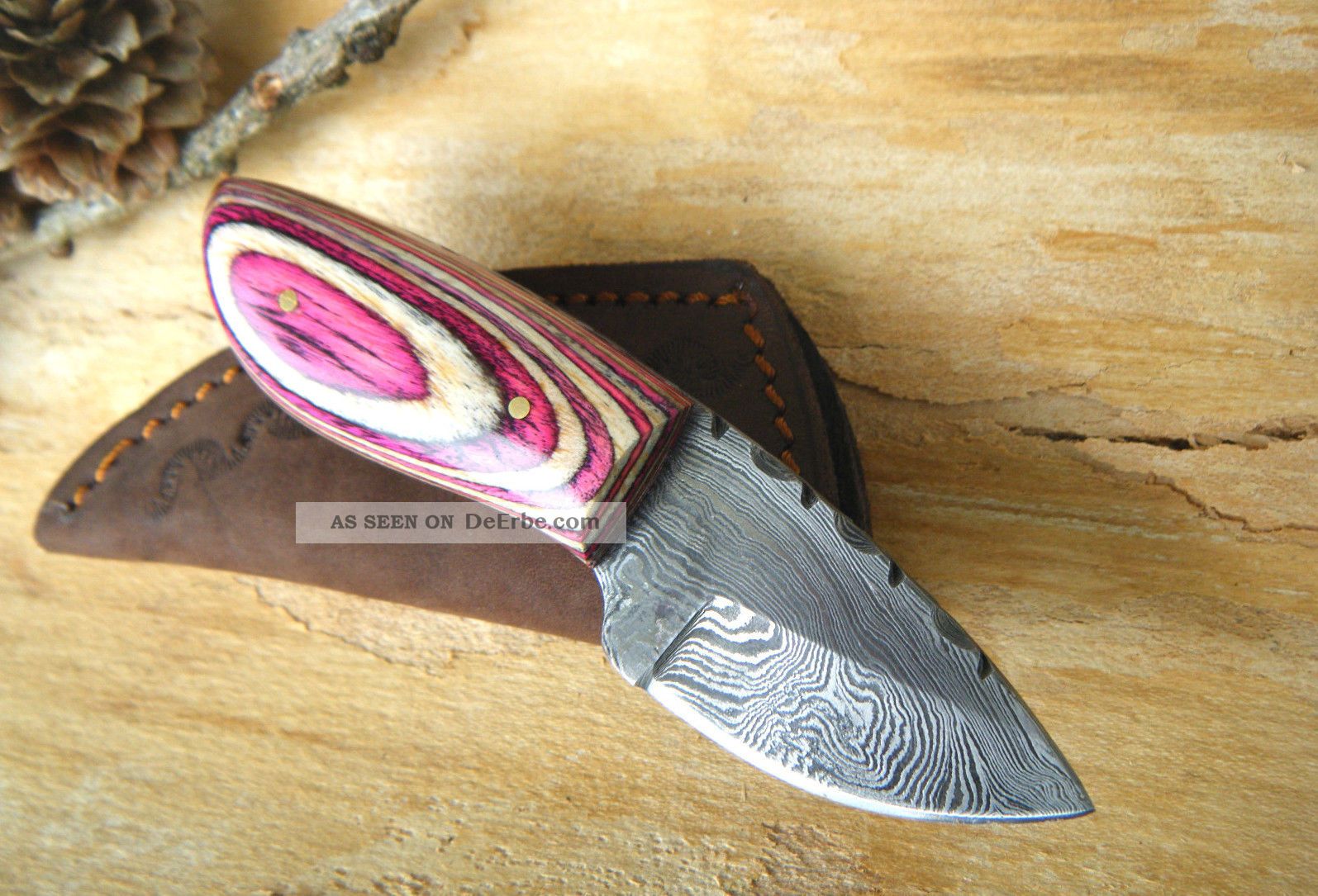 Perkin Knives Damastmesser - Jagdmesser, Handgeschmiedet, Klingenlänge 22,86 Cm, Nussbaumholz-Griff