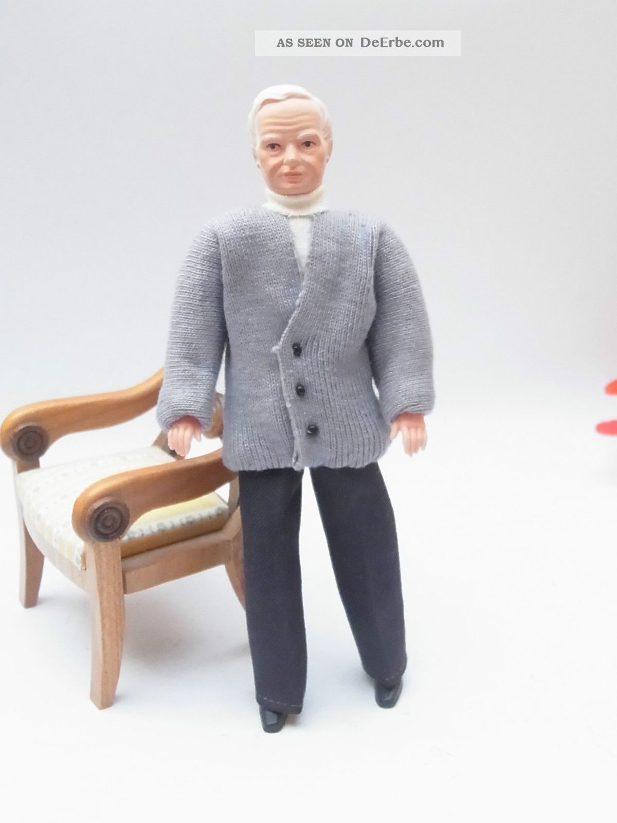 Alte Caco Biegepuppe Opa Großvater Senior Greis Alter Mann 1:12 Puppenstube Nostalgieware, nach 1970 Bild