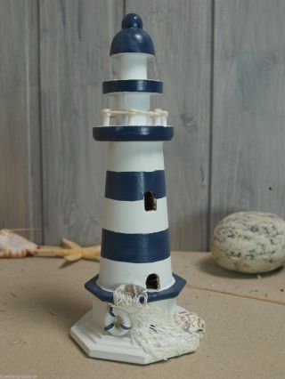 Holz Leuchtturm Blau/weiß Ca.  21cm Groß Für Die Maritime Dekoration Ii.  Wahl Bild