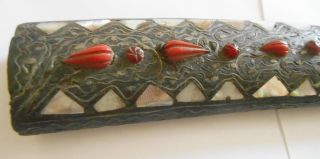 Antike Messerscheide Sheath Messer Holz Perlmutt Metall Verziert Sammler Rar Bild