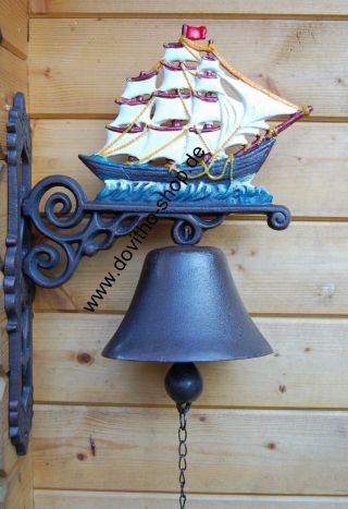 Schwere Wandglocke,  Schwere Wandglocke Motiv Segelschiff,  Edel Handbemalt 40cm Bild