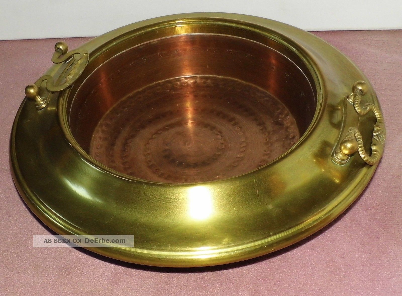 Nachlaß Antiker Kohleofen Wärmeschale Aus Messing U Kupfer Mit Messing Griffe Messing Bild