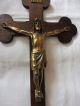 Altes Holz Kreuz Eichenholz/messing Kruzifix Jesus Christus Inri Oma ' S Nachlass Skulpturen & Kruzifixe Bild 2